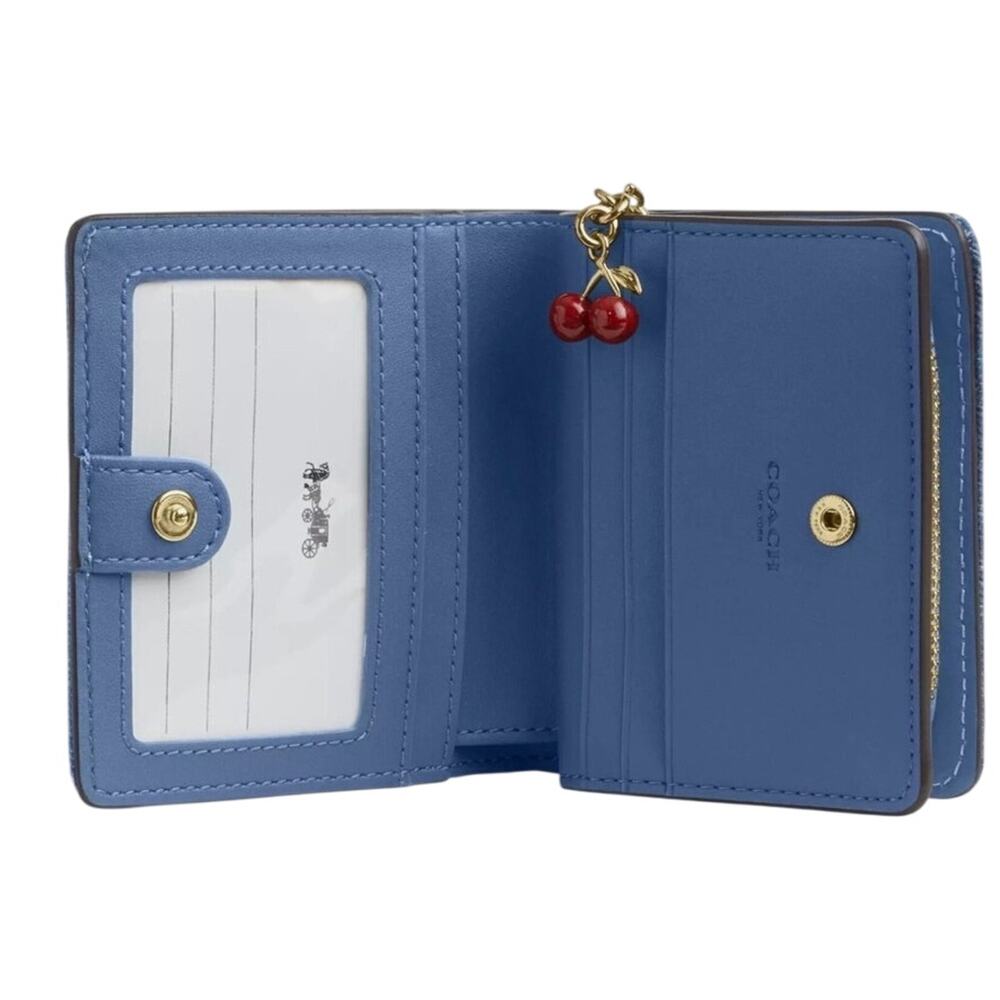 Coach Snap Wallet in Loved Denim with Cherry Charm NWT MSRP $198 - Picture 2 of 2